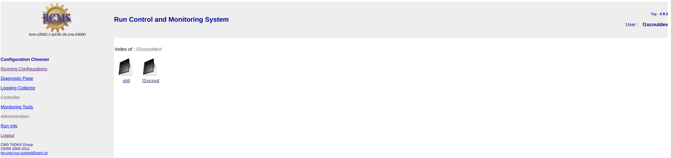 The RCMS configuration chooser